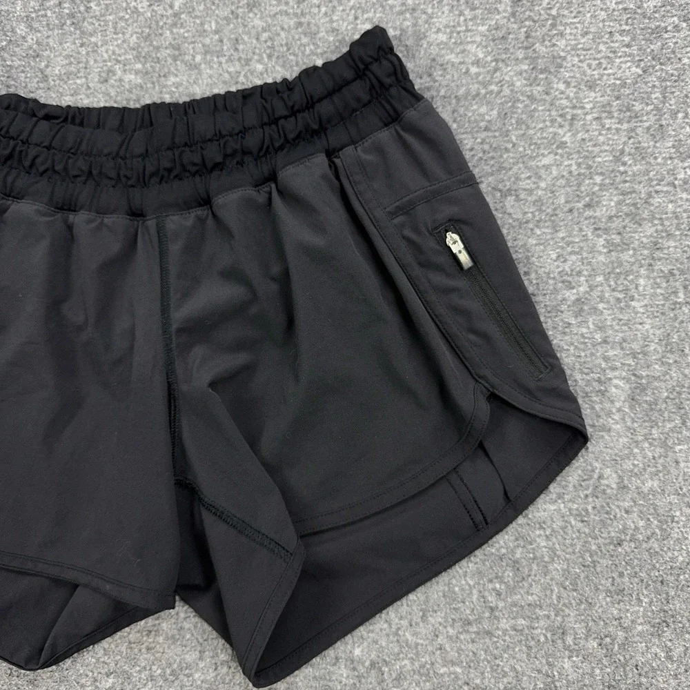 Lululemon Shorts Womens 6 Black 3.5 Inseam Lined Zip Pocket Running Athletic